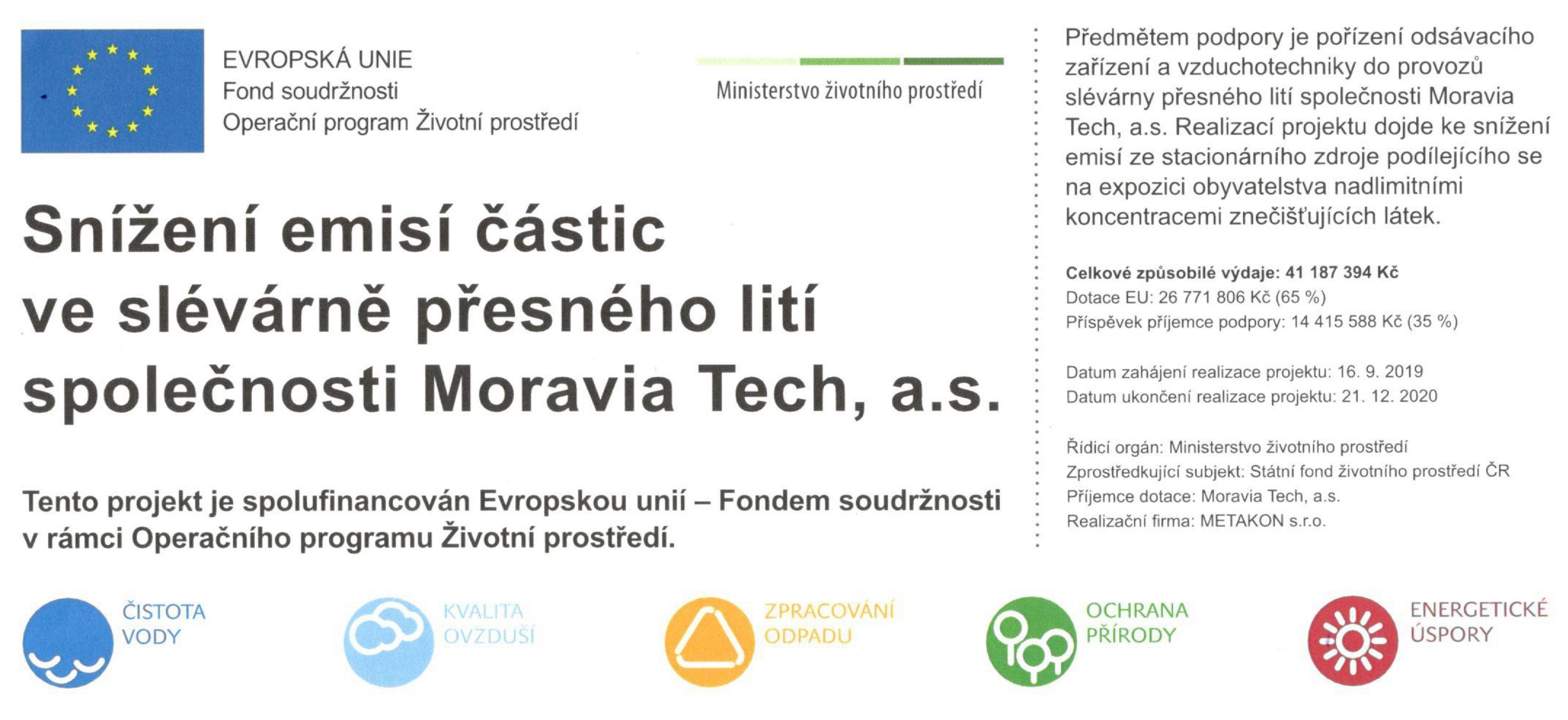 Snížení emisí částic ve slévárně přesného lití společnosti Moravia Tech, a.s.